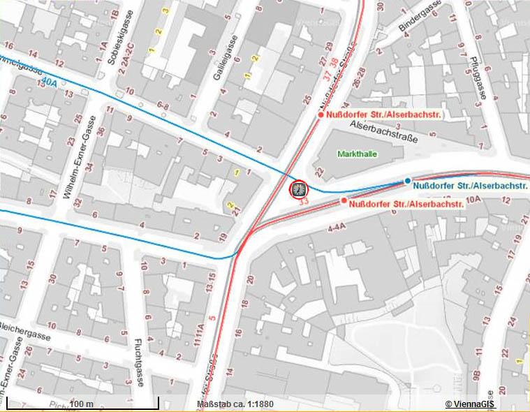 Plan Nu&szlig;dorfer Stra&szlig;e / Alserbachstra&szlig;e